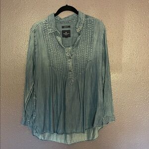 American Eagle Outfitters Blue Denim Blouse